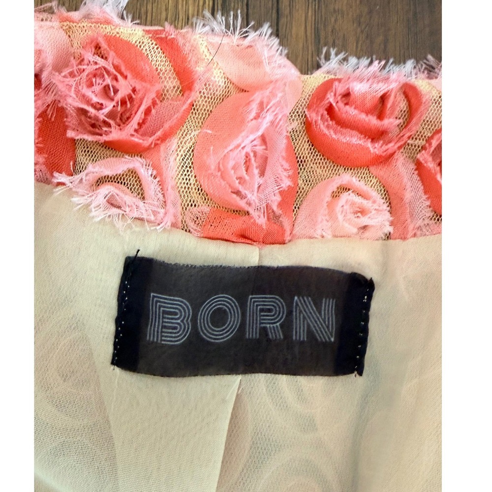 Born Supply XL Pink 3D Rosette Crop Top Tie Front Floral Coquette Blouse cropped - Picture 6 of 14